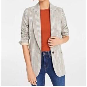 On 34th Women's Patterned One-Button Boyfriend Blazer - 6